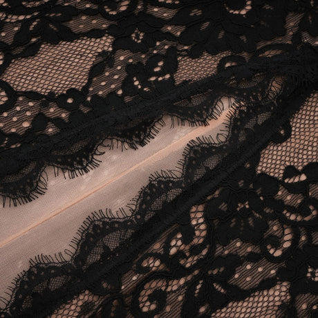 Kenza Black Cut Out Floral Lace Maxi Dress