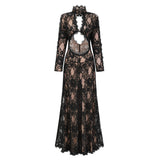 Kenza Black Cut Out Floral Lace Maxi Dress