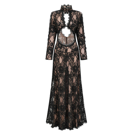 Giacomina Maxi Dress Black Cut Out Floral Lace