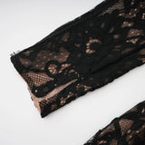 Kenza Black Cut Out Floral Lace Maxi Dress