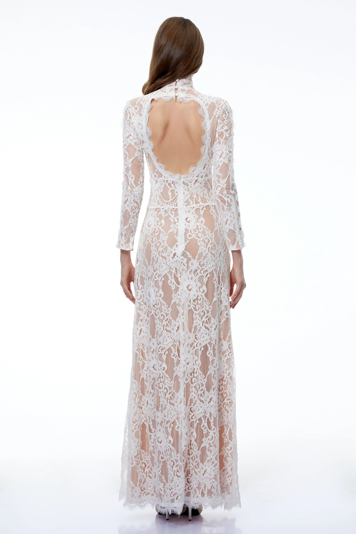 Kenza White Cut Out Floral Lace Maxi Dress
