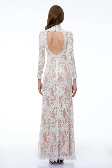 Agnese Maxi Dress White Cut Out Floral Lace