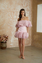 Kerstin Pink OffShoulder Ruffled Mini Dress