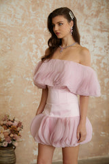 Kerstin Pink OffShoulder Ruffled Mini Dress