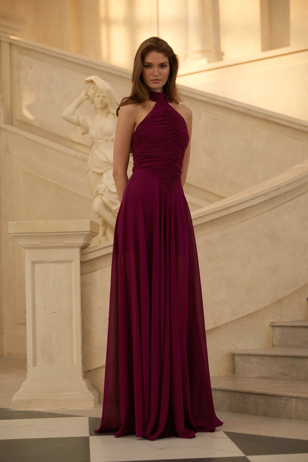 Kerstin Purple Ruched Maxi Dress