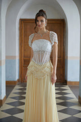 Kiki Yellow Embellished Maxi Gown