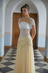 Kiki Yellow Embellished Maxi Gown