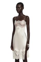Klara Cream Mini Dress with Lace Panels