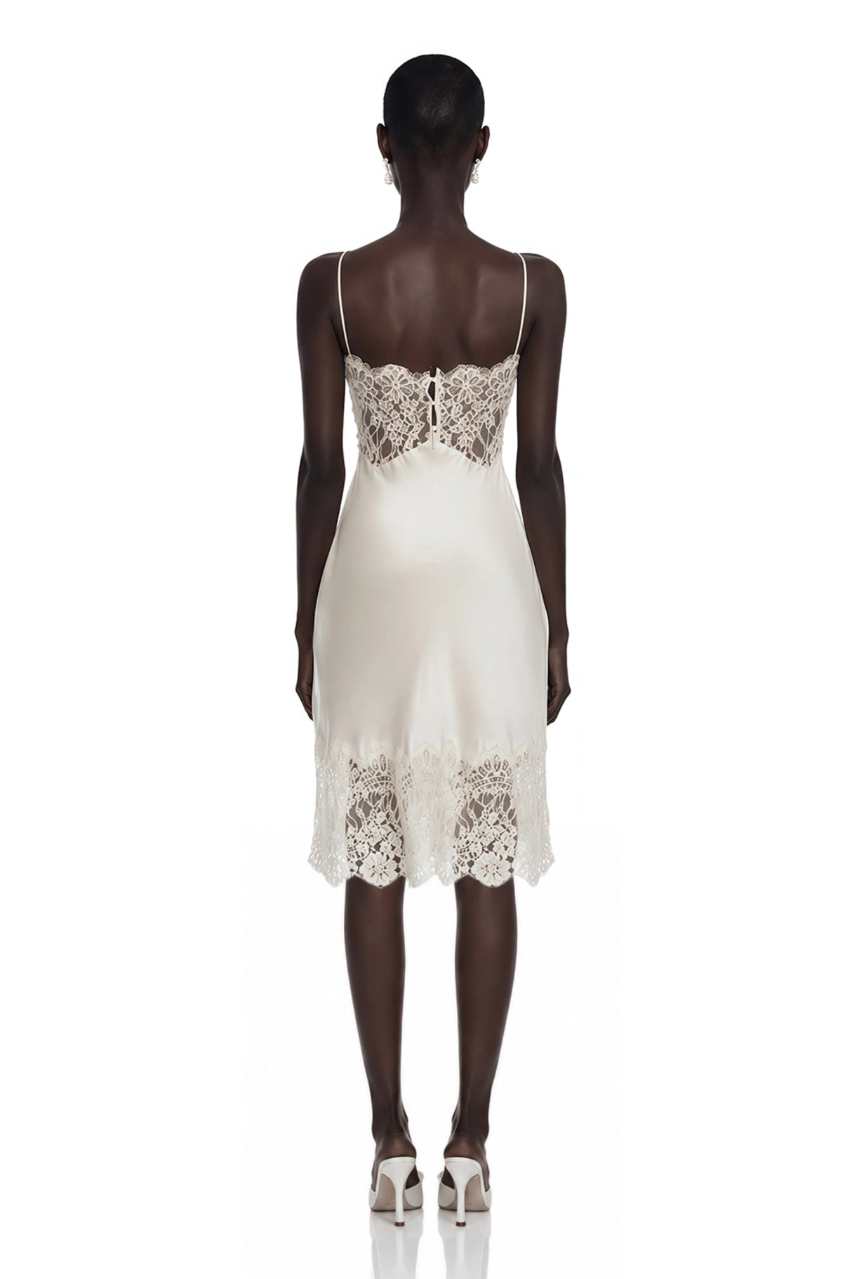 Klara Cream Mini Dress with Lace Panels