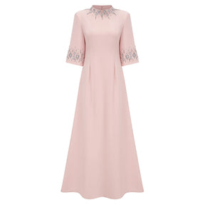 Klaudia Pink Embellished Corset Maxi Dress
