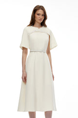 Kore Champagne Cape Midi Dress with Belt