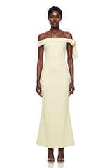 Kore Yellow Off Shoulder Maxi Dress with Bow