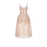 Kristoffer Pink Floral Lace Midi Dress