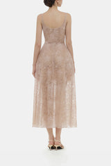 Kristoffer Pink Floral Lace Midi Dress