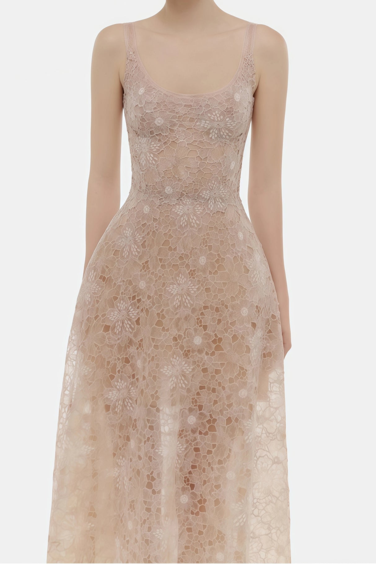 Kristoffer Pink Floral Lace Midi Dress