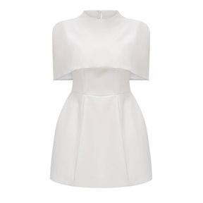 Kristveig White Cape Design Structured Mini Dress