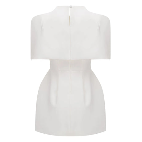 Kristveig White Cape Design Structured Mini Dress