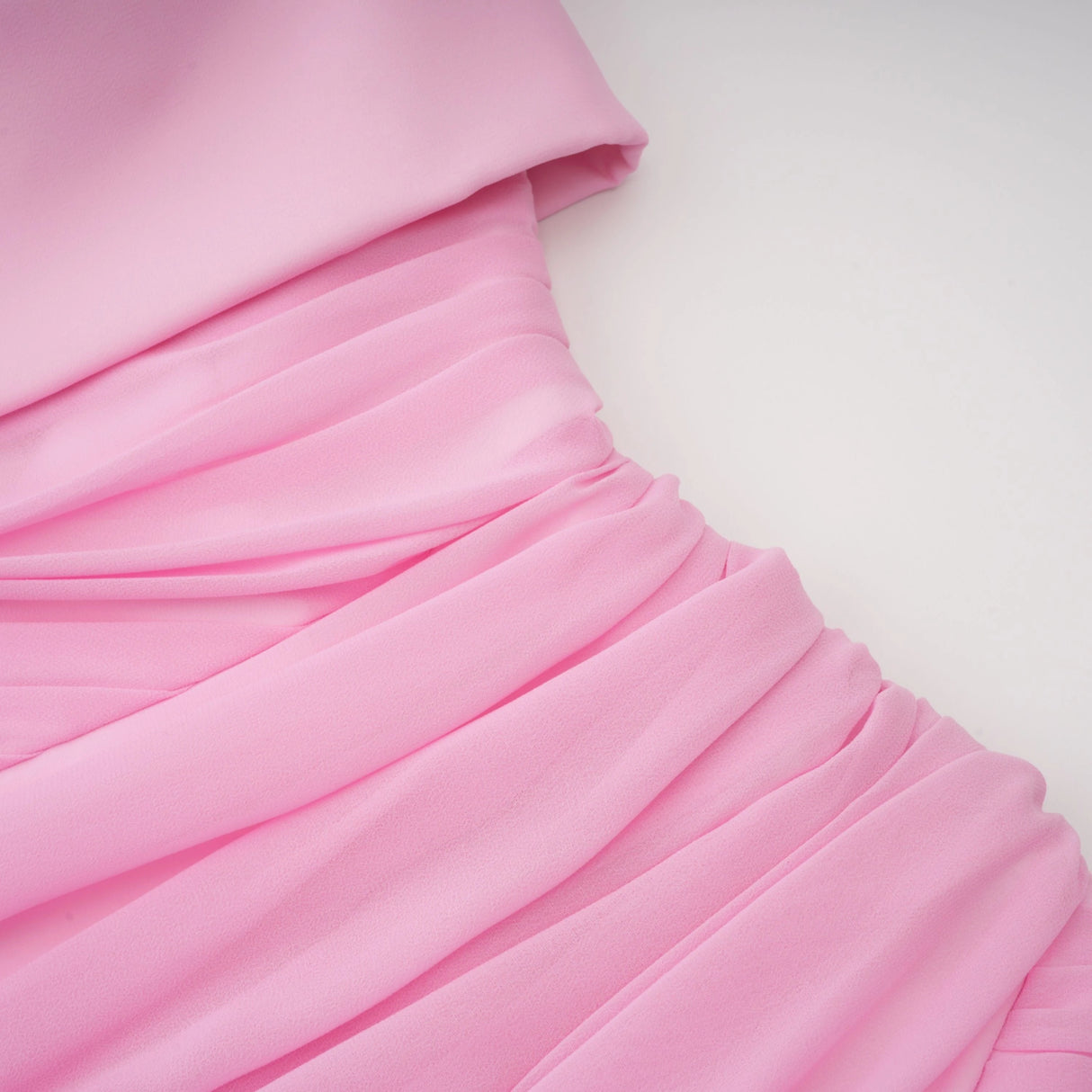 Laetitia Pink Pleated Train Ruched Maxi Dress