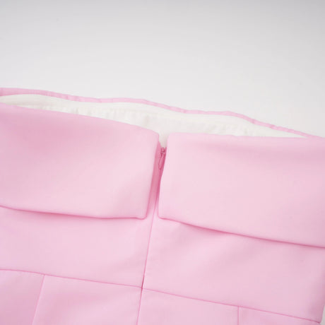 Laetitia Pink Pleated Train Ruched Maxi Dress