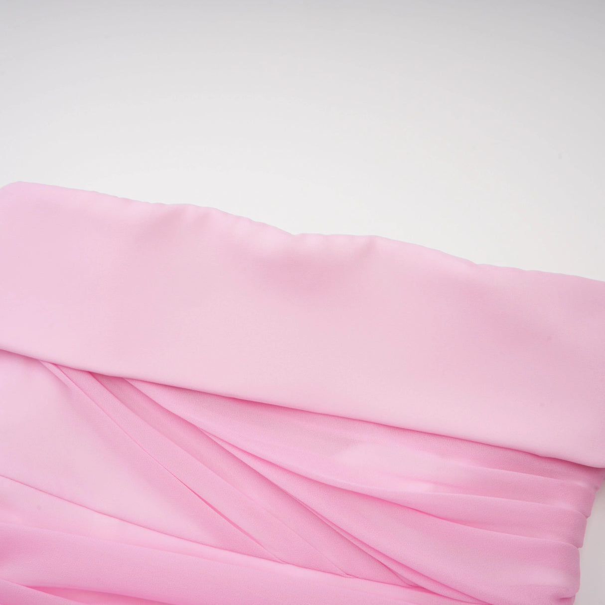 Laetitia Pink Pleated Train Ruched Maxi Dress