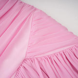 Laetitia Pink Pleated Train Ruched Maxi Dress