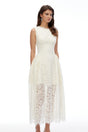 Laia Cream Lace Sleeveless Ruched Maxi Dress