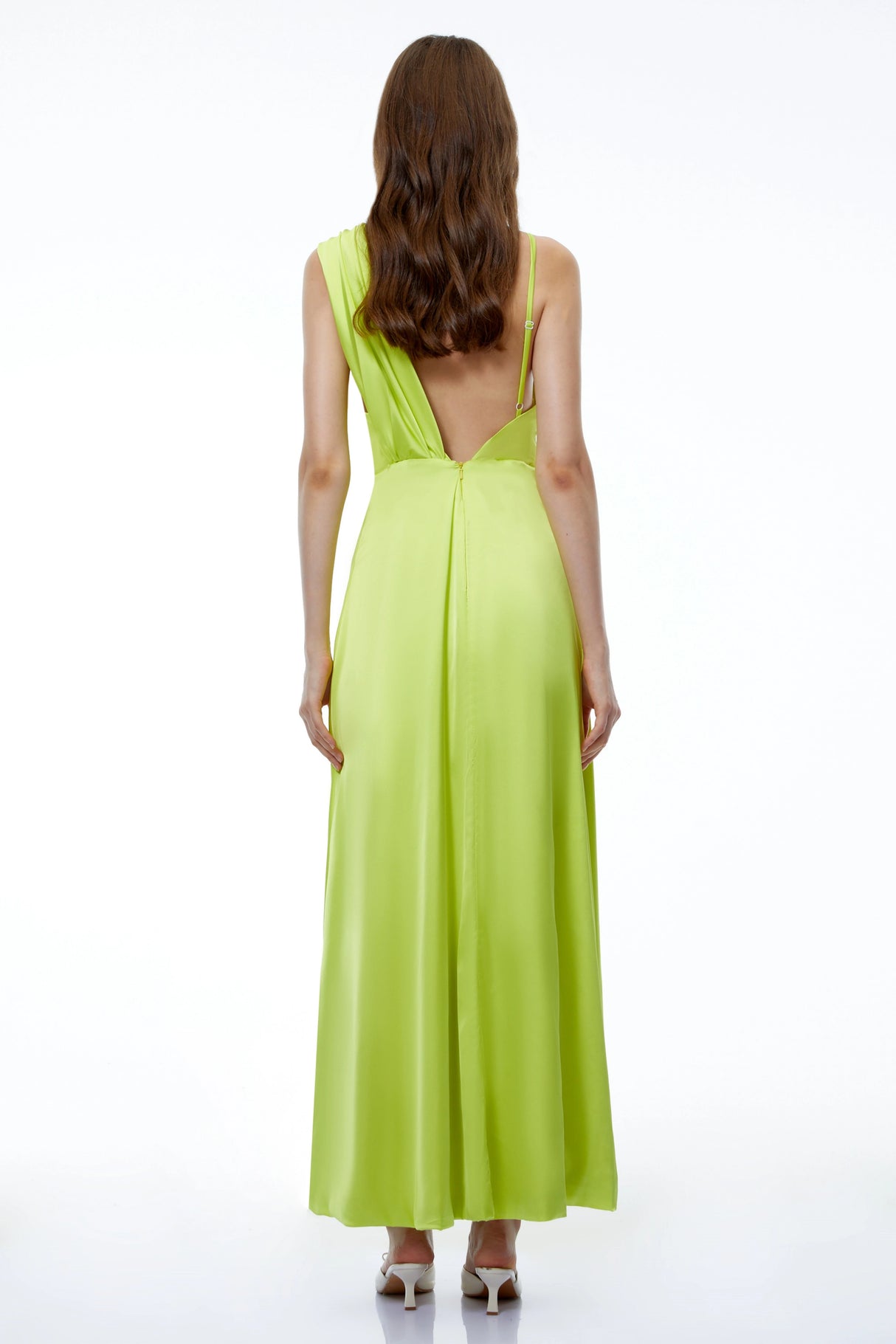 Laia Green One Shoulder Draped Maxi Dress