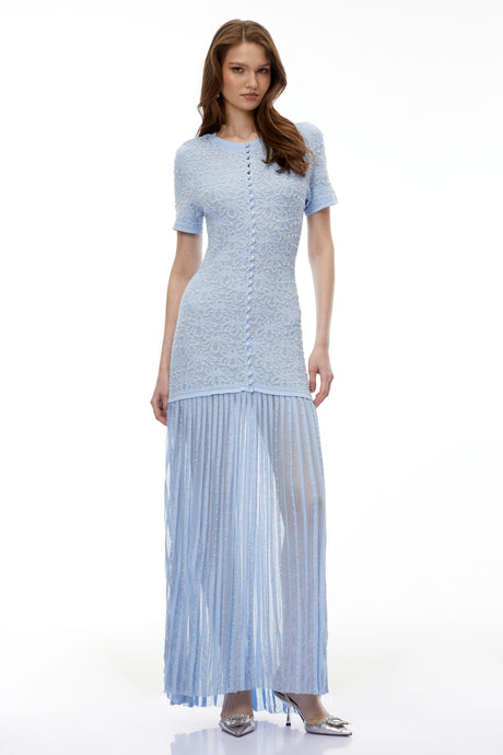 Sienna Maxi Dress Blue Embellished Pleated