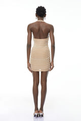 Larisa Champagne Embellished Mini Dress