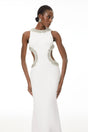 Larisa White Embellished CutOut Maxi Gown