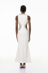 Larisa White Embellished CutOut Maxi Gown
