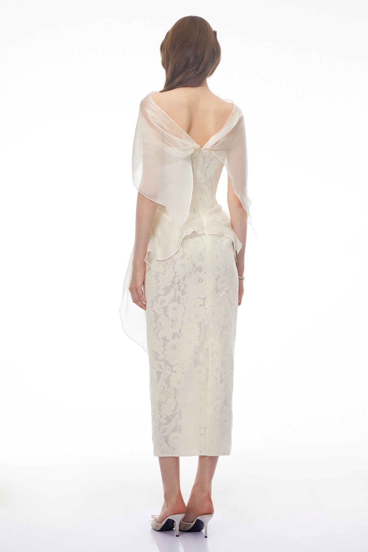 Larissa White Off Shoulder Floral Lace Midi Dress