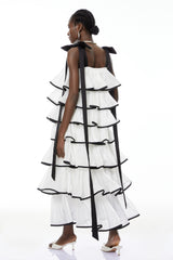 Larissa White Ruffled Maxi Dress with Bows