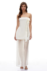 Lark White Off Shoulder SemiSheer Maxi Dress with Bow