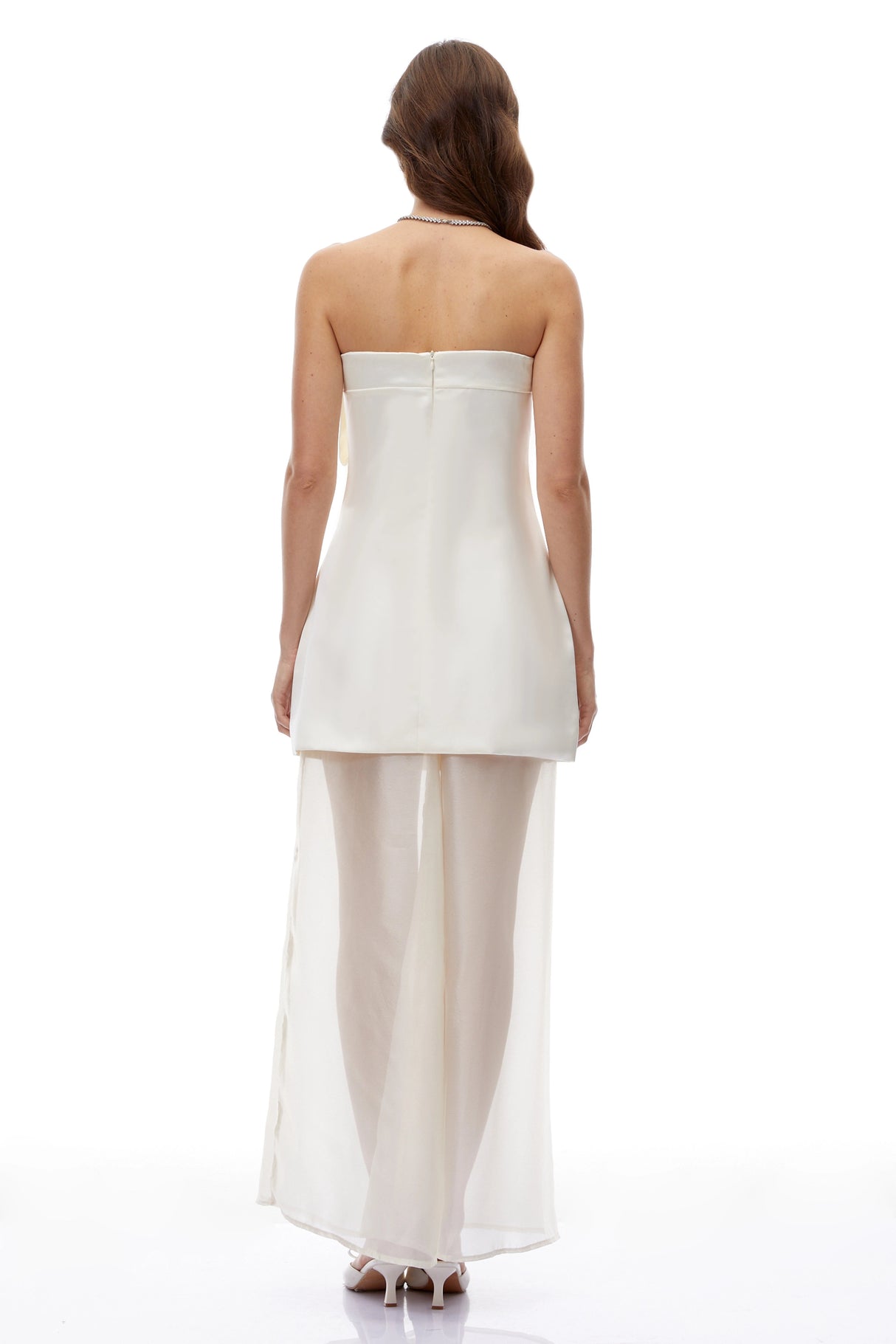 Lark White Off Shoulder SemiSheer Maxi Dress with Bow