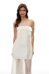 Lark White Off Shoulder SemiSheer Maxi Dress with Bow