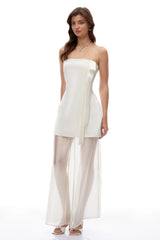 Lark White Off Shoulder SemiSheer Maxi Dress with Bow