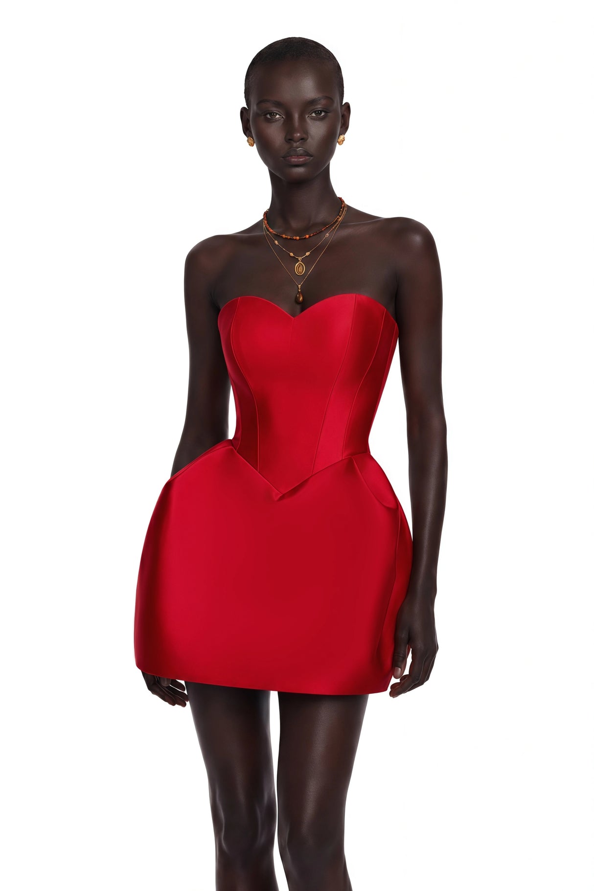 Laure Red Heart Offshoulder Mini Dress