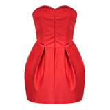 Laure Red Heart Offshoulder Mini Dress