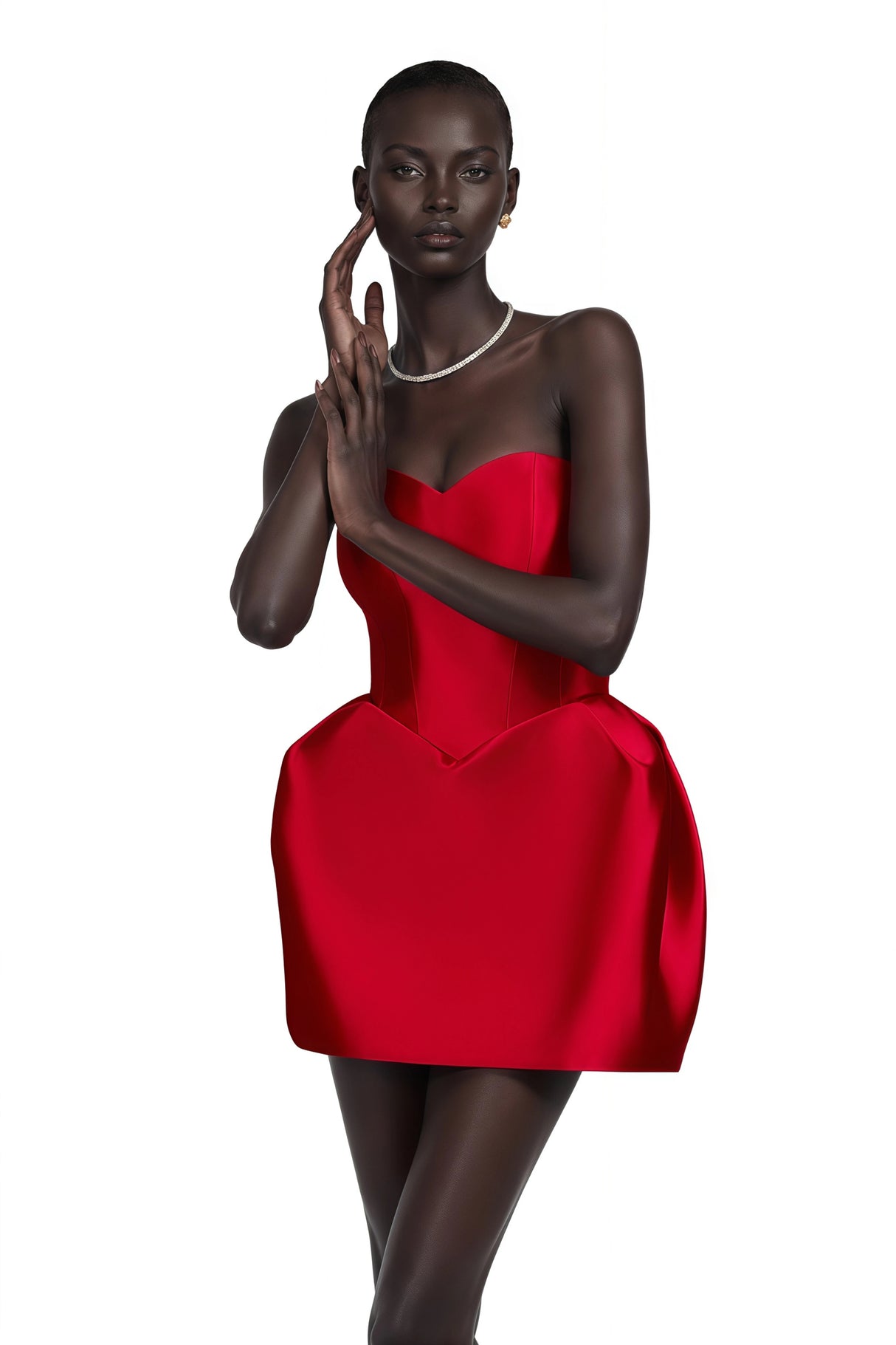 Laure Red Heart Offshoulder Mini Dress
