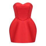 Laure Red Heart Offshoulder Mini Dress