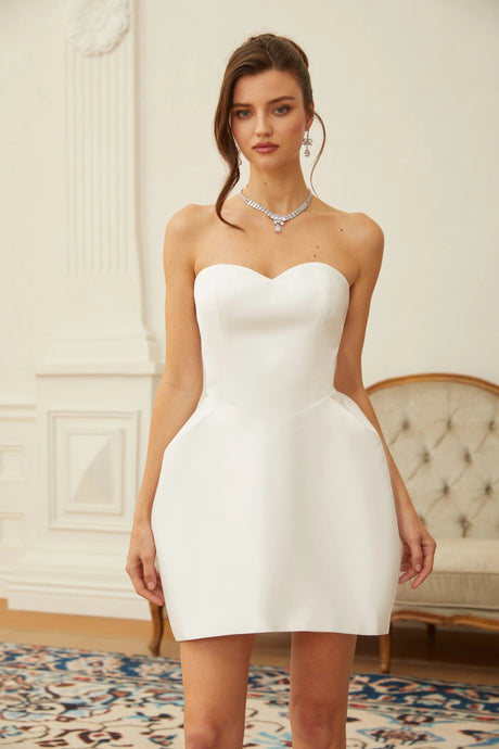 Laure White Heart Offshoulder Mini Dress