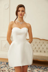 Laure White Heart Offshoulder Mini Dress