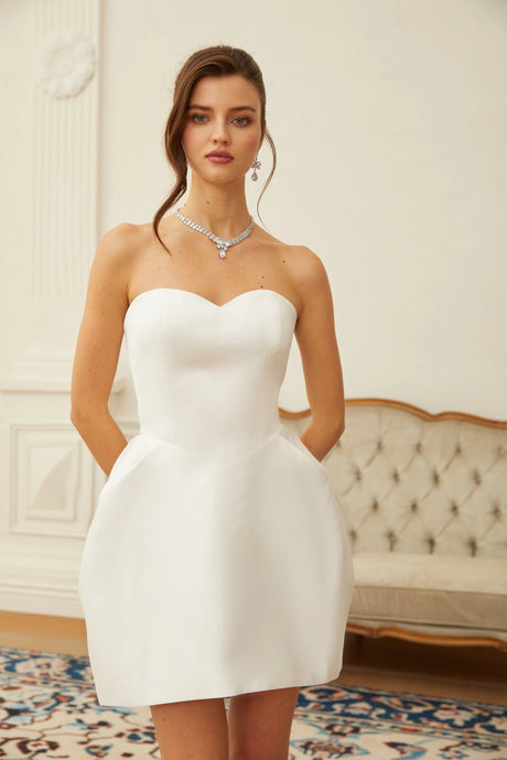 Laure White Heart Offshoulder Mini Dress