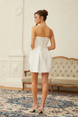 Laure White Heart Offshoulder Mini Dress