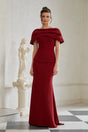 Lauren Red Ruched Shawl Detail Maxi Dress
