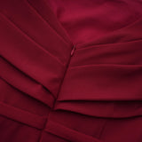 Lauren Red Ruched Shawl Detail Maxi Dress