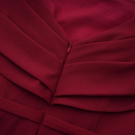 Lauren Red Ruched Shawl Detail Maxi Dress