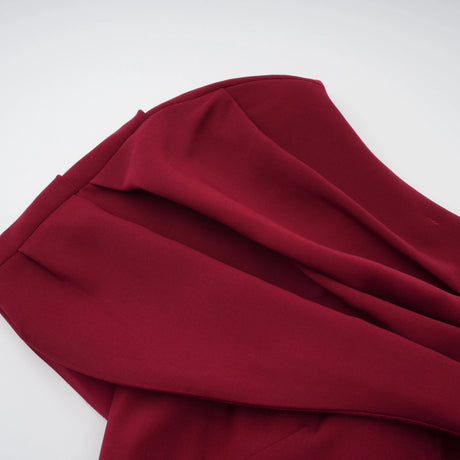 Lauren Red Ruched Shawl Detail Maxi Dress