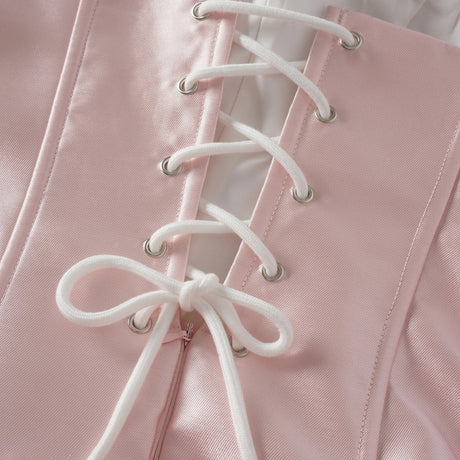 Laurine Pink Ruffled Satin Mini Dress